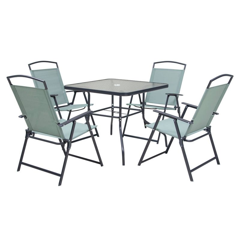 5pc Patio Dining Set with Folding Chairs & Table - Green - Crestlive Products