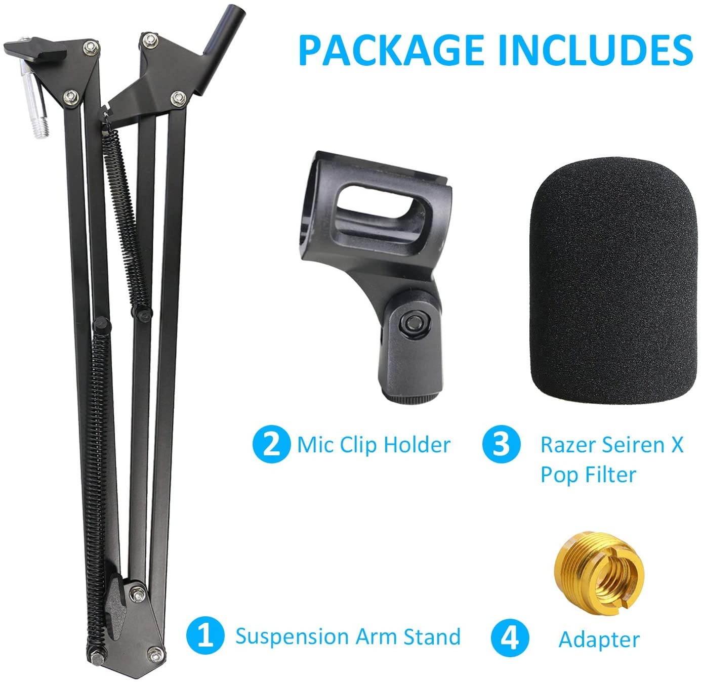 Razer Seiren X Boom Arm with Pop Filter - Mic Stand with Foam Cover Windscreen for Razer Seiren X Streaming Microphone