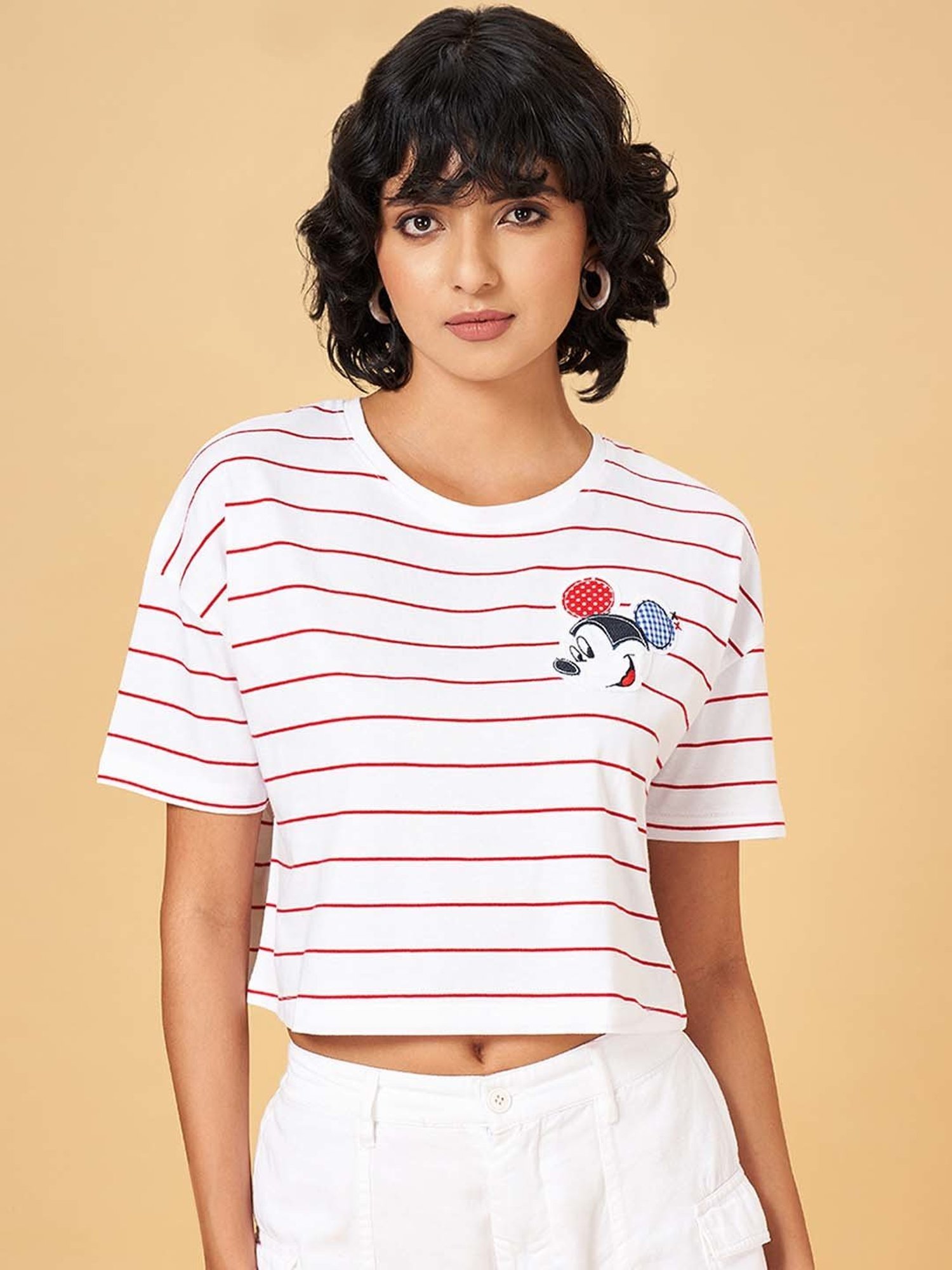Honey by Pantaloons White Cotton Printed T-Shirt