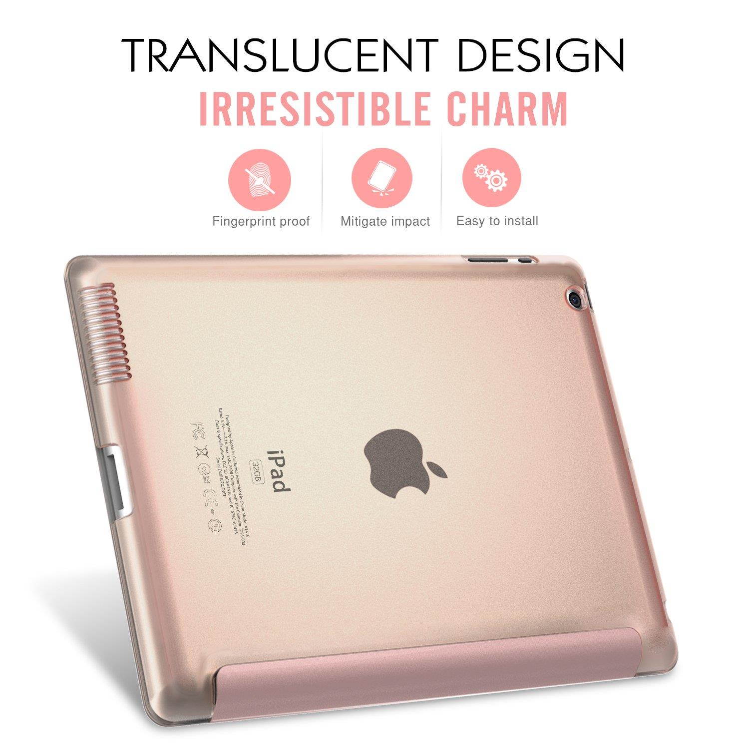 MoKo Case for iPad 2/3 / 4 - Ultra Lightweight Slim Smart Shell Stand Cover with Translucent Frosted Back Protector for iPad 2 / The New iPad 3 (3rd Gen) / iPad 4, Rose Gold (with Auto Wake/Sleep)