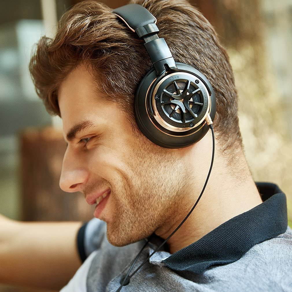 1MORE Triple Driver Over-Ear Headphones Comfortable Foldable Earphones with Hi-Res Hi-Fi Sound, Bass Driven, Tangle-Free Detachable Cable for Smartphones/Android/PC/Tablet - Gold/Titanium