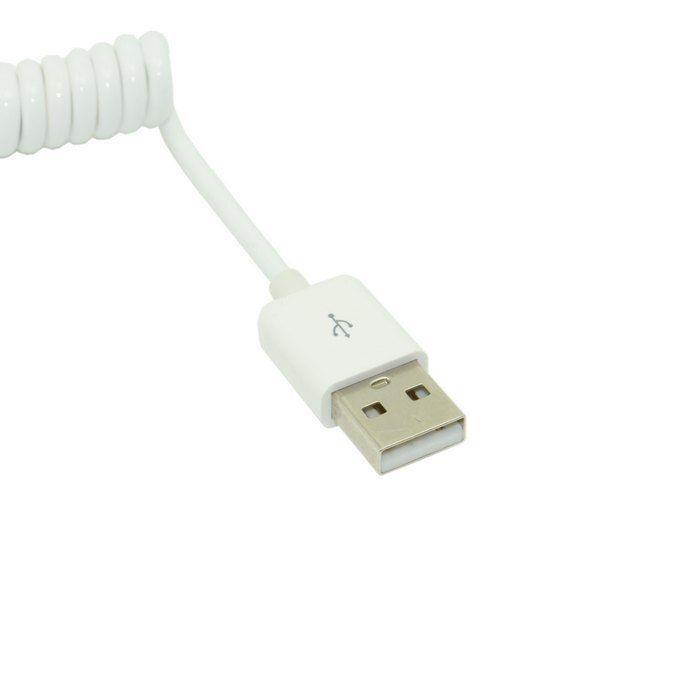 USB 2.0 Type-A Male to USB Type-C USB-C Male Stretch Spring Coiled Cord Data & Power Charge Cable for Phone Tablet White 1m