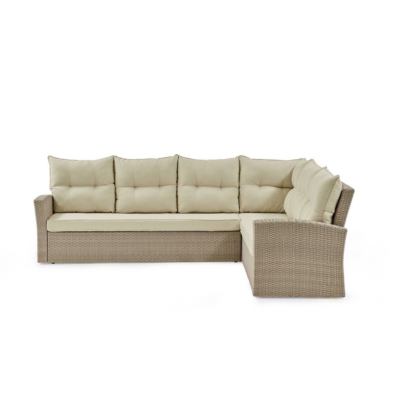 All-Weather Wicker Canaan Large Outdoor Sectional Sofa with Cushions Brown - Alaterre Furniture
