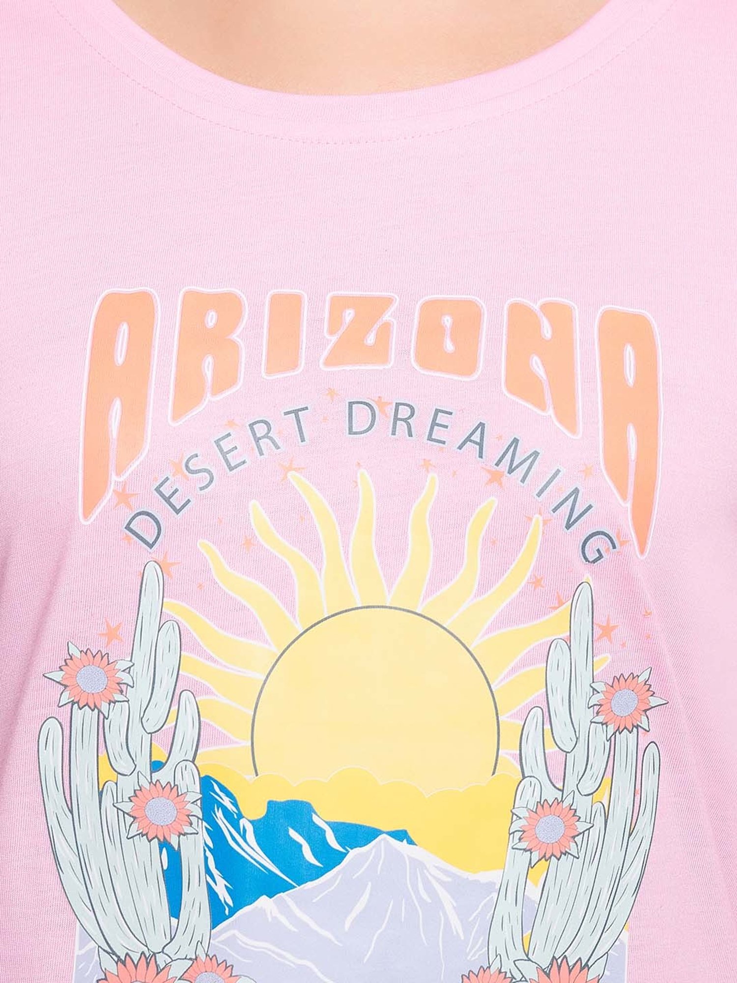 Clovia Pink & Black Cotton Printed T-Shirt With Pyjamas