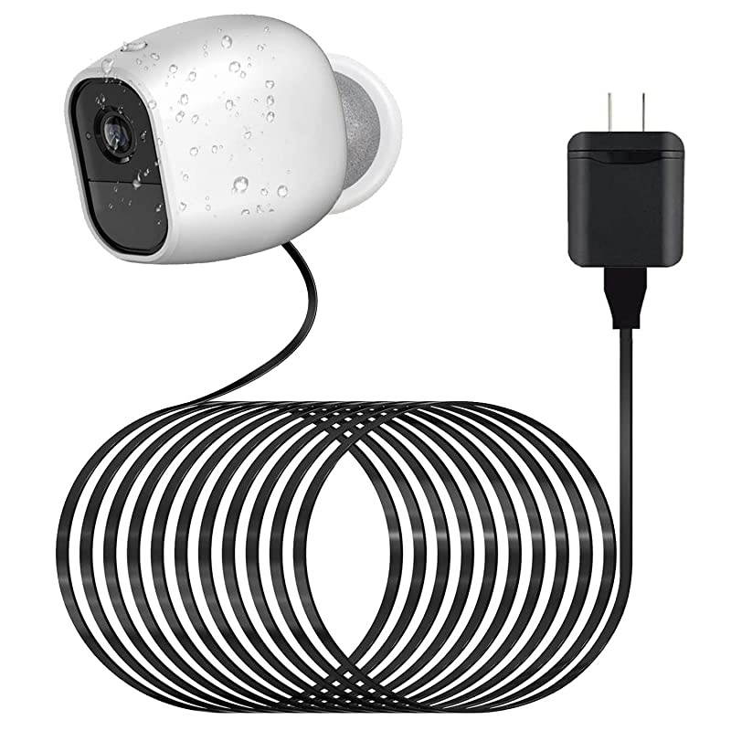 Power Cable and Charger Adapter for Arlo Pro & Pro 2 and Arlo Go [ Weatherproof Outdoor Indoor, Solved The Need to Constantly Charge Batteries ] Arlo Charging Cable, Arlo Power Cord, Black