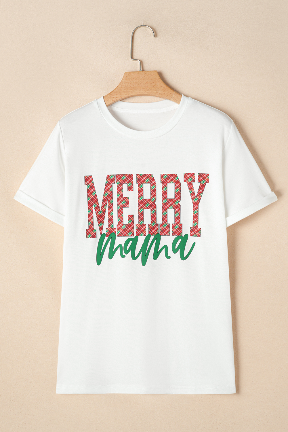 White MERRY mama Christmas Fashion Graphic T Shirt