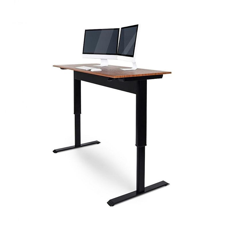 Luxor Furniture 48 Pneumatic Adjustable Desk, Teak Top SPN48F-BK/TK