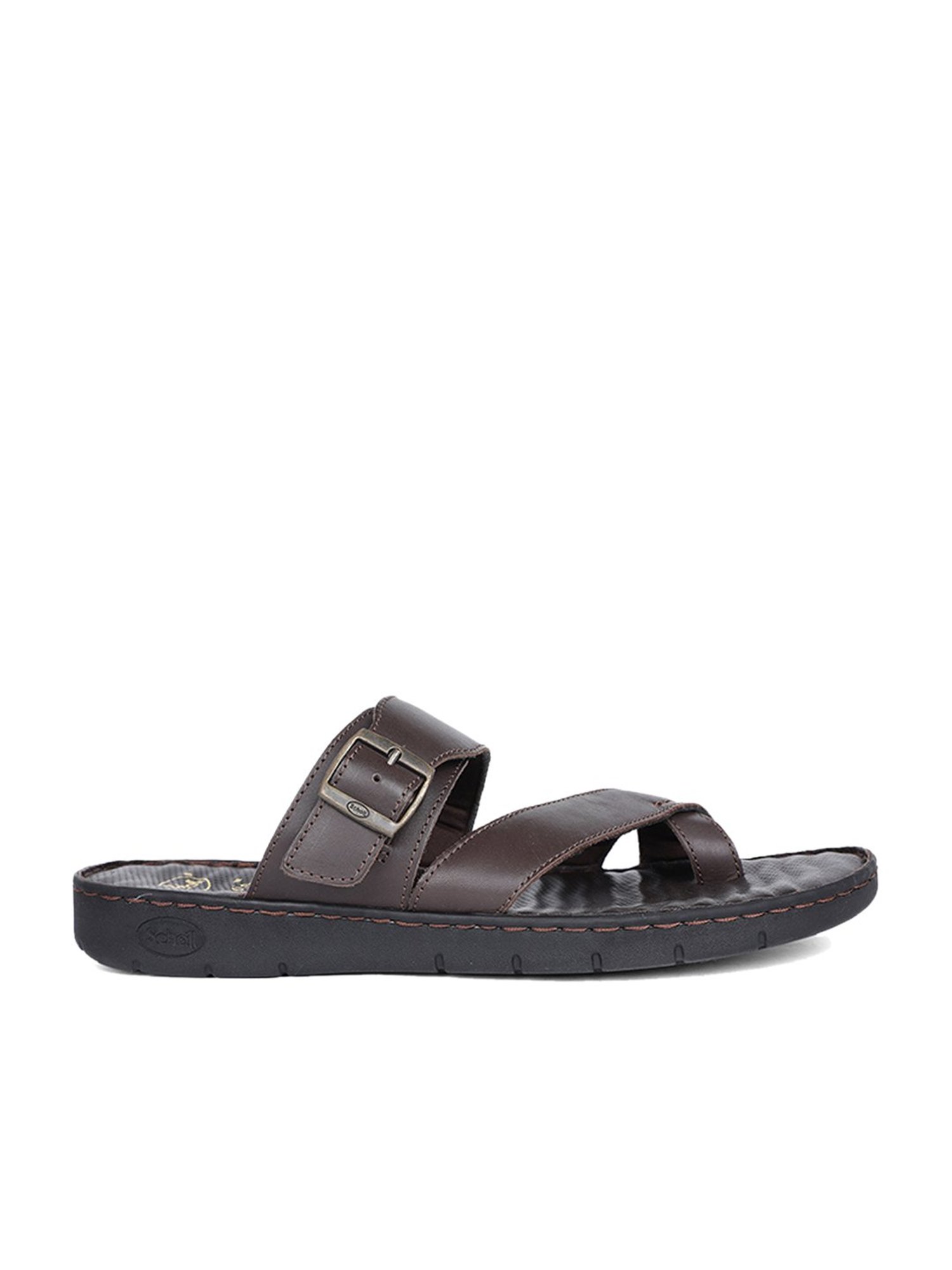 Scholl by Bata Men's Brown Cross Strap Sandals
