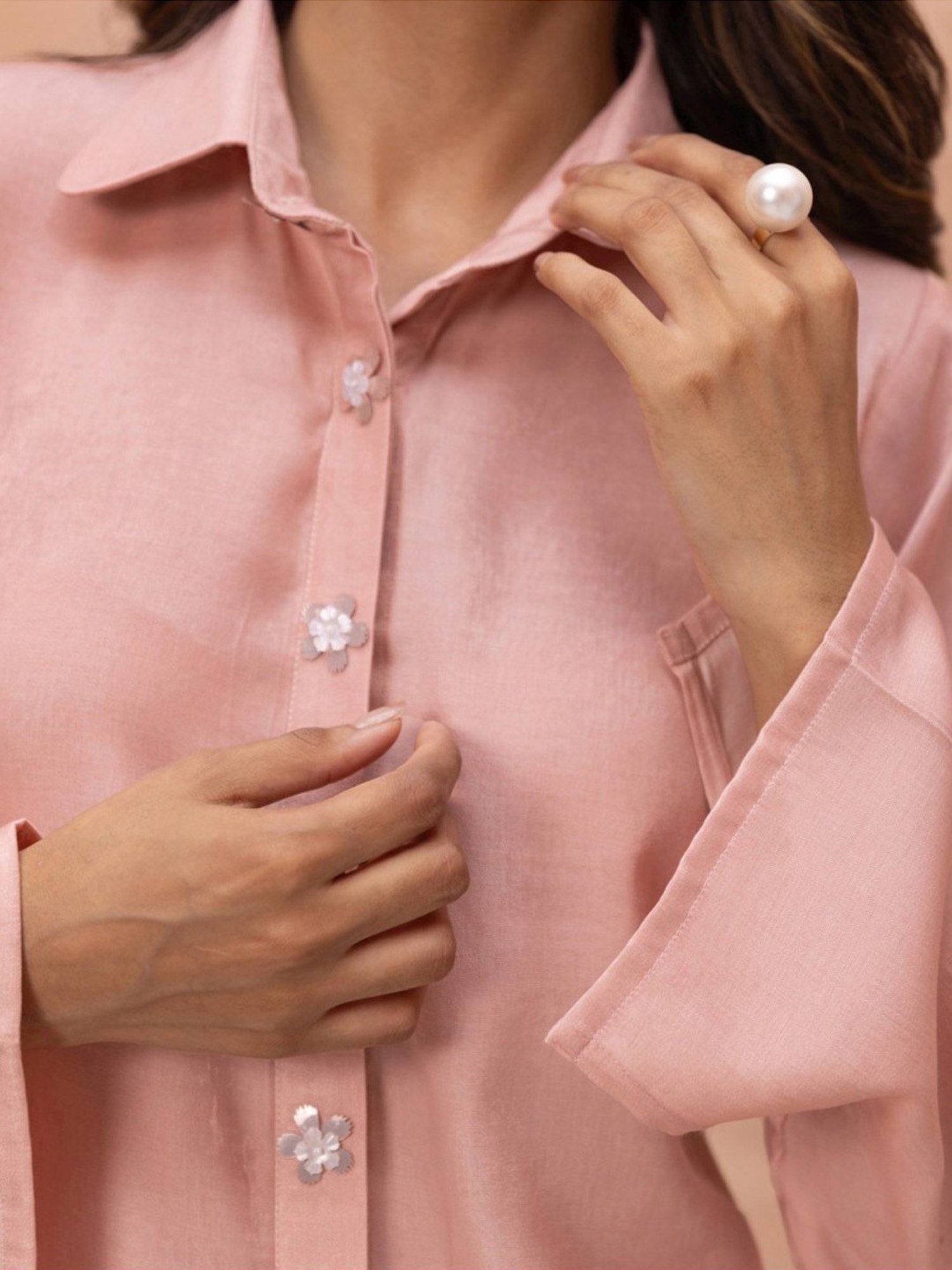 BInfinite Peach Salmon Embellished Shirt