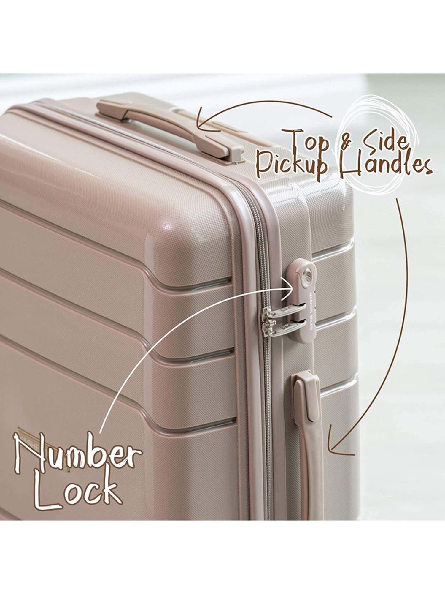 Nasher Miles Lisbon Polypropylene Champagne Hardsided Luggage Set (NM 10312 Lisbon Champagne S2)