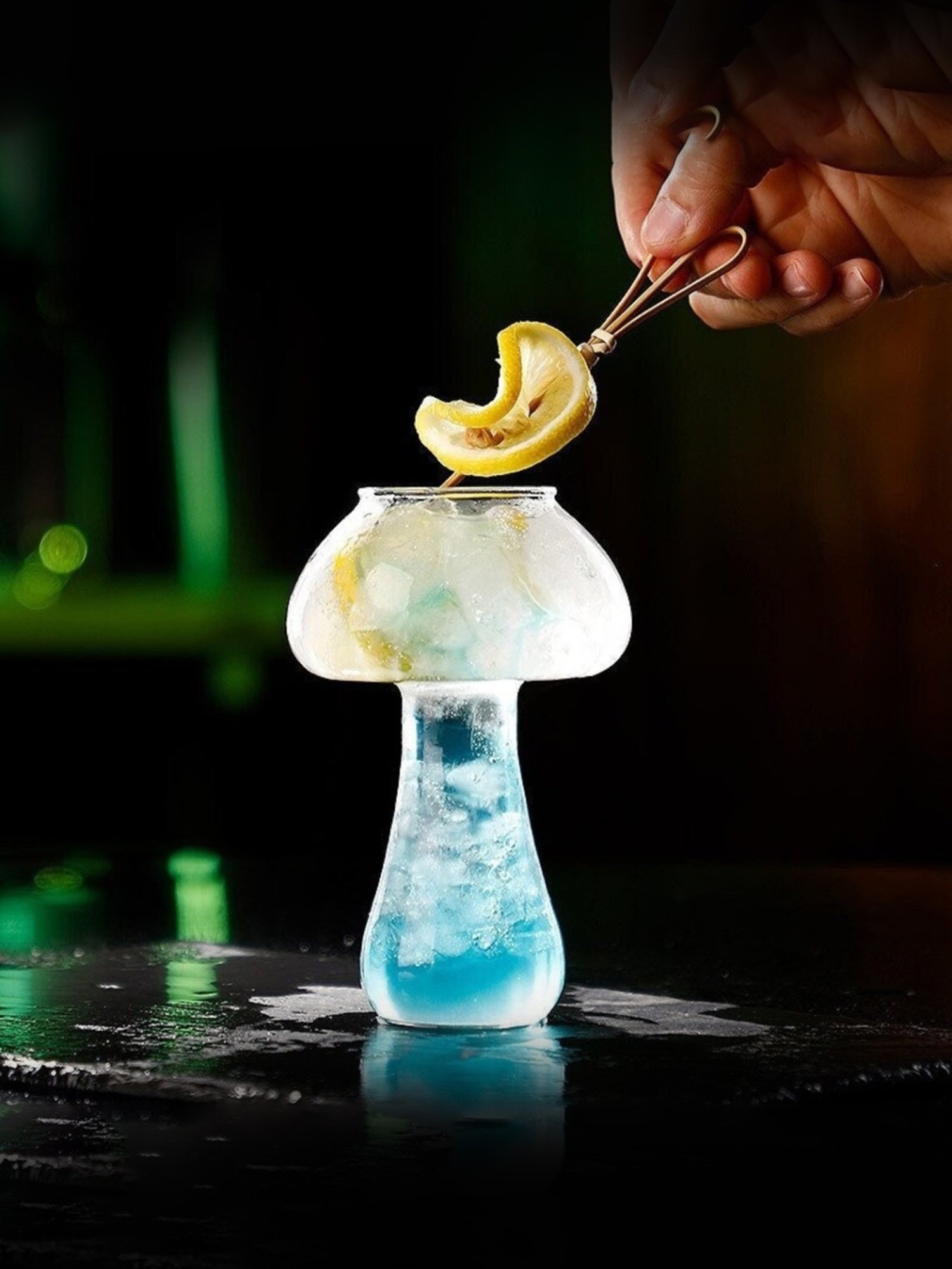 Melbify Mushroom Transparent Cocktail Glass with Free Straw 300ml - Set of 2