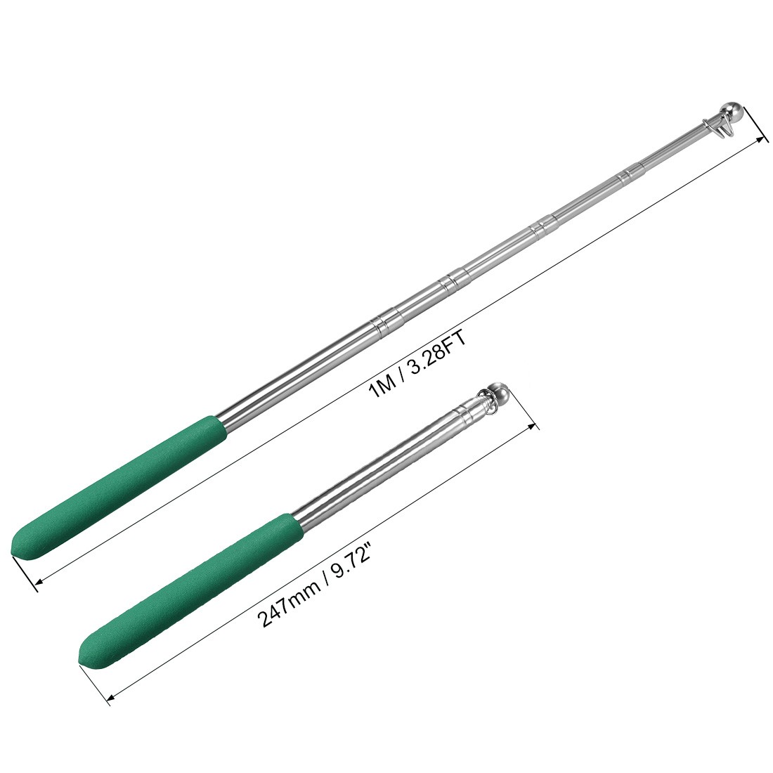 4pcs 3.28ft/1M,Telescopic Handheld Flagpoles,Stainless Steel,Telescopic Guide Flag Pole,Teaching Pointer,for Tour Guides and Teachers,Green