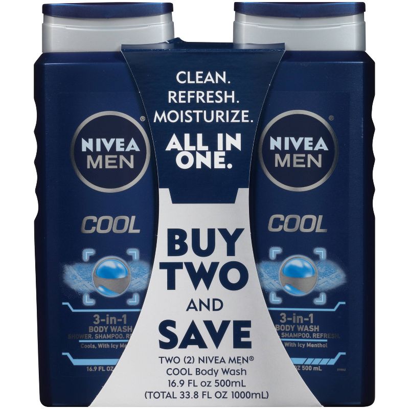 NIVEA Men Cool 3-in-1 Body Wash - 2pk - 16.9oz