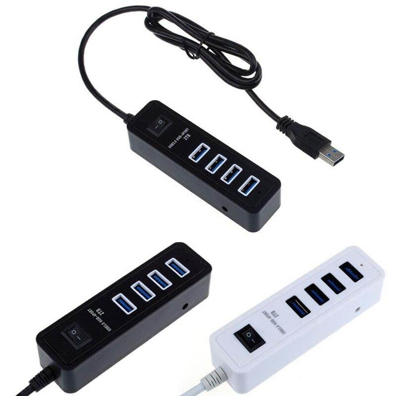 2018 New Arrival 4 Ports Super Speed USB 3.0 HUB With On/Off Switch Adapter for PC Laptop Computer USB HUB High quality