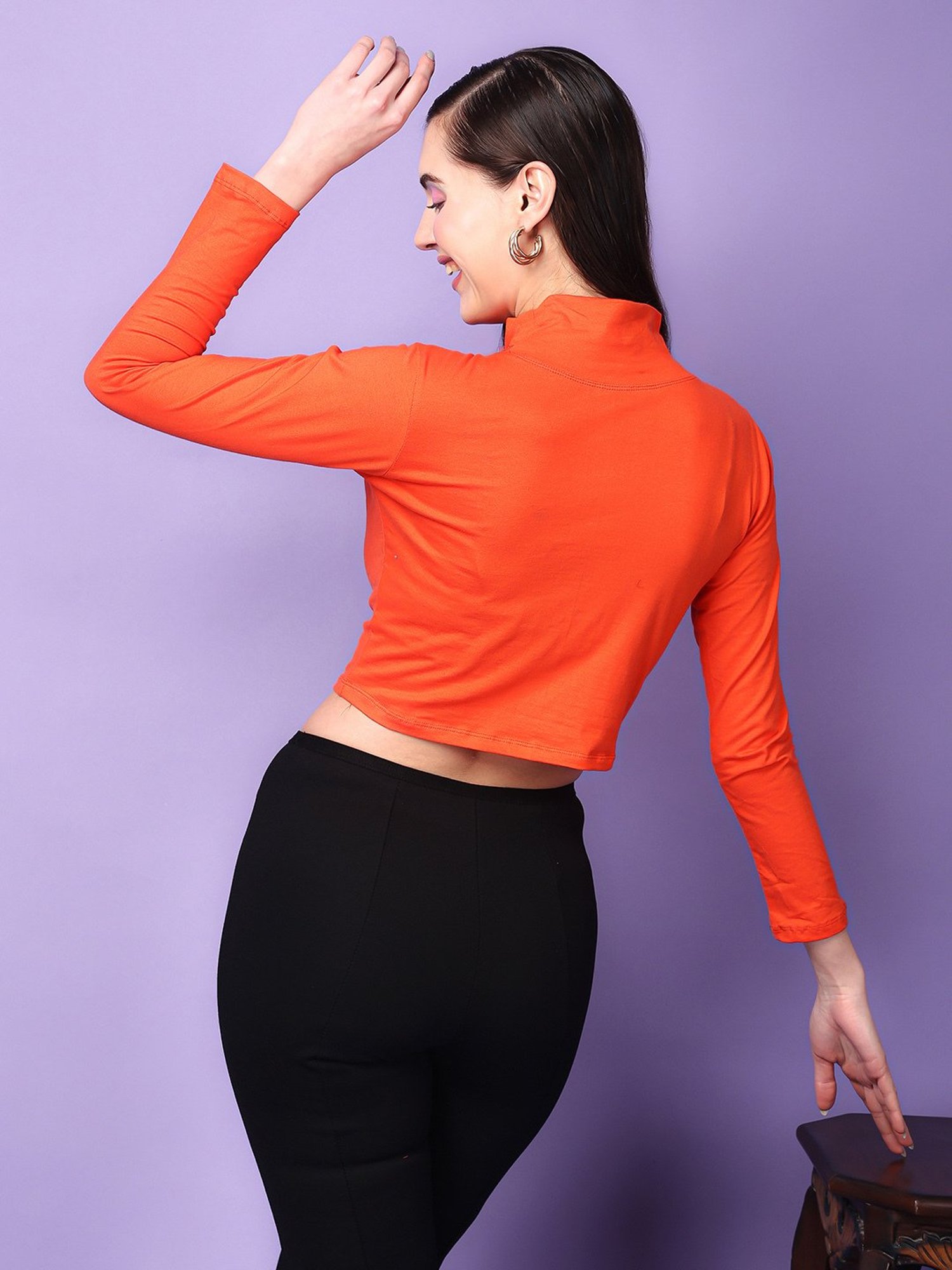 Scorpius Orange Slim Fit Crop Top