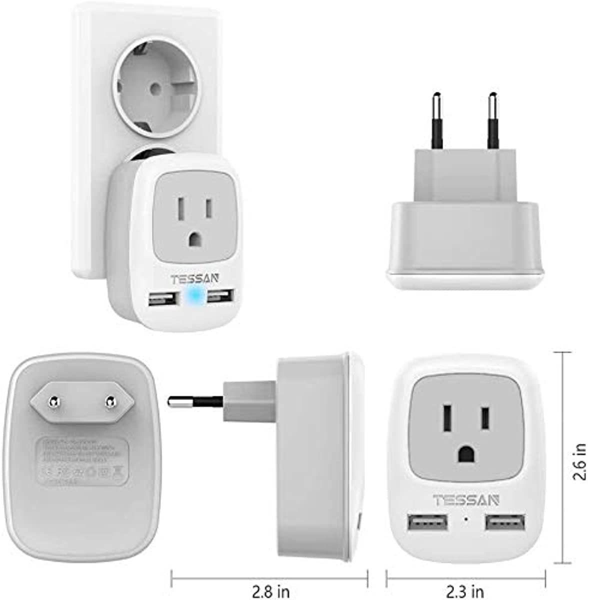6Outlet + 2 USB 1050 Joule Surge Protector Power Strip with 25Ft Long Extension Cord White UL Listed