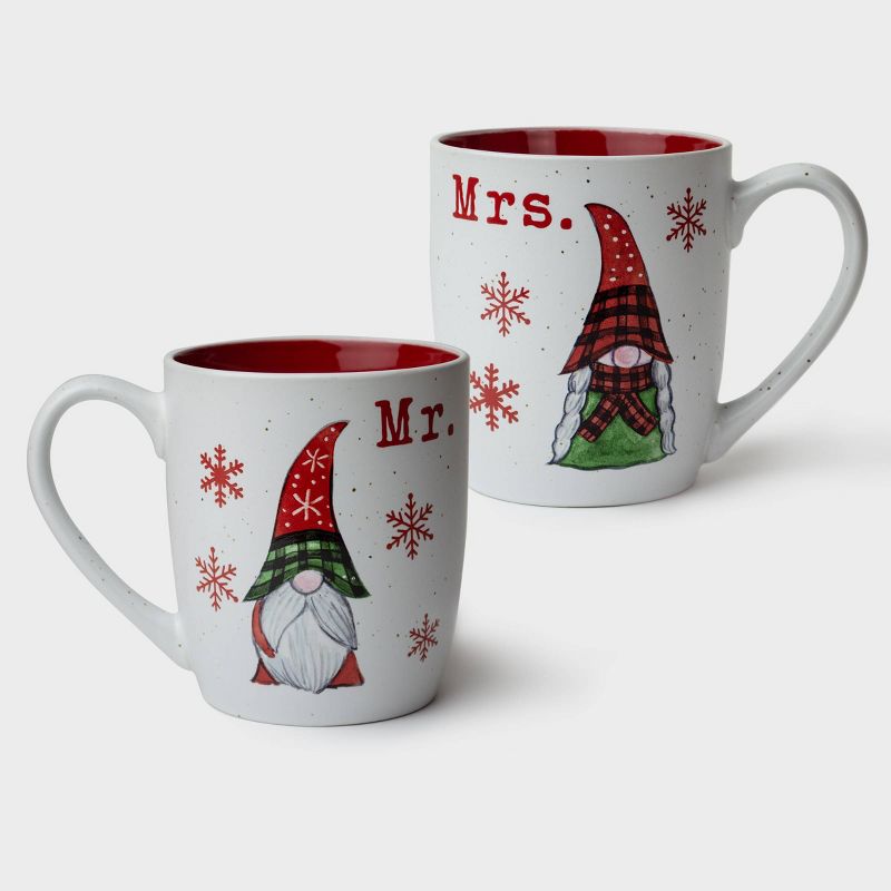 16oz 2pk Ceramic Mr. and Mrs. Gnome Mugs - Peppermint & Pine