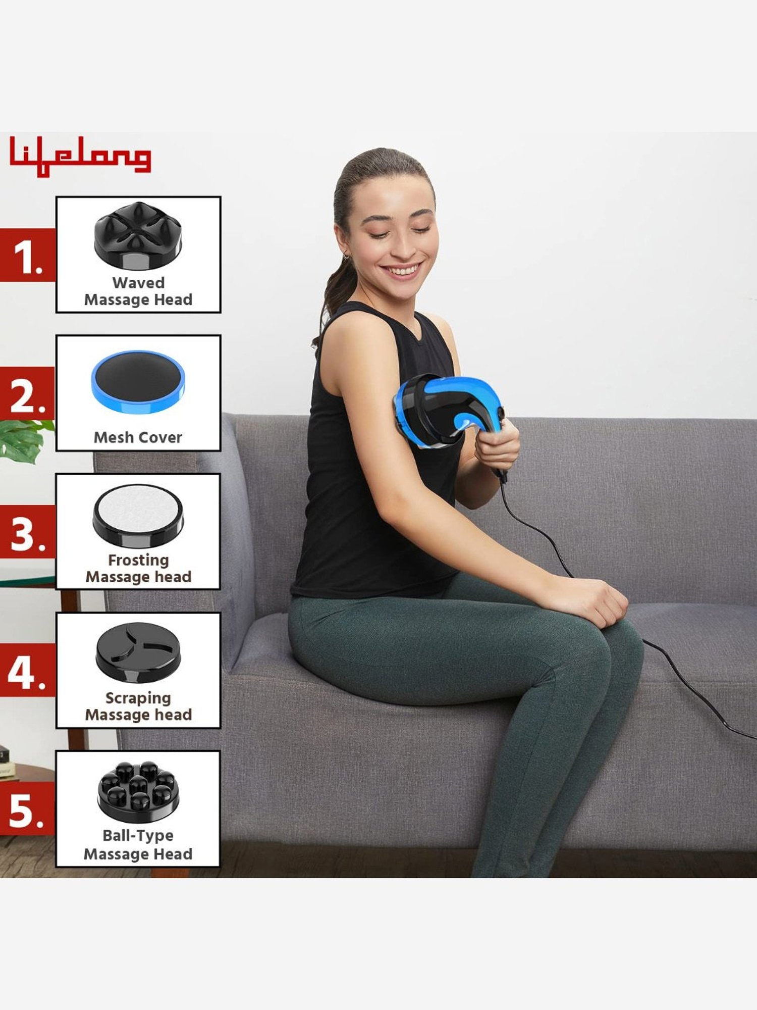 Lifelong LLM576 Powerful Handheld Corded Electric Manipol Body Massager for Pain Relief (Black)