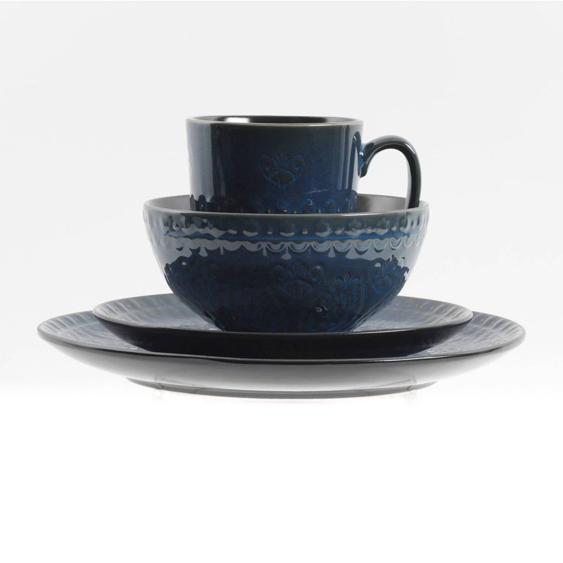 Gibson Elite 16pc Stoneware Milanto Dinnerware Set Blue
