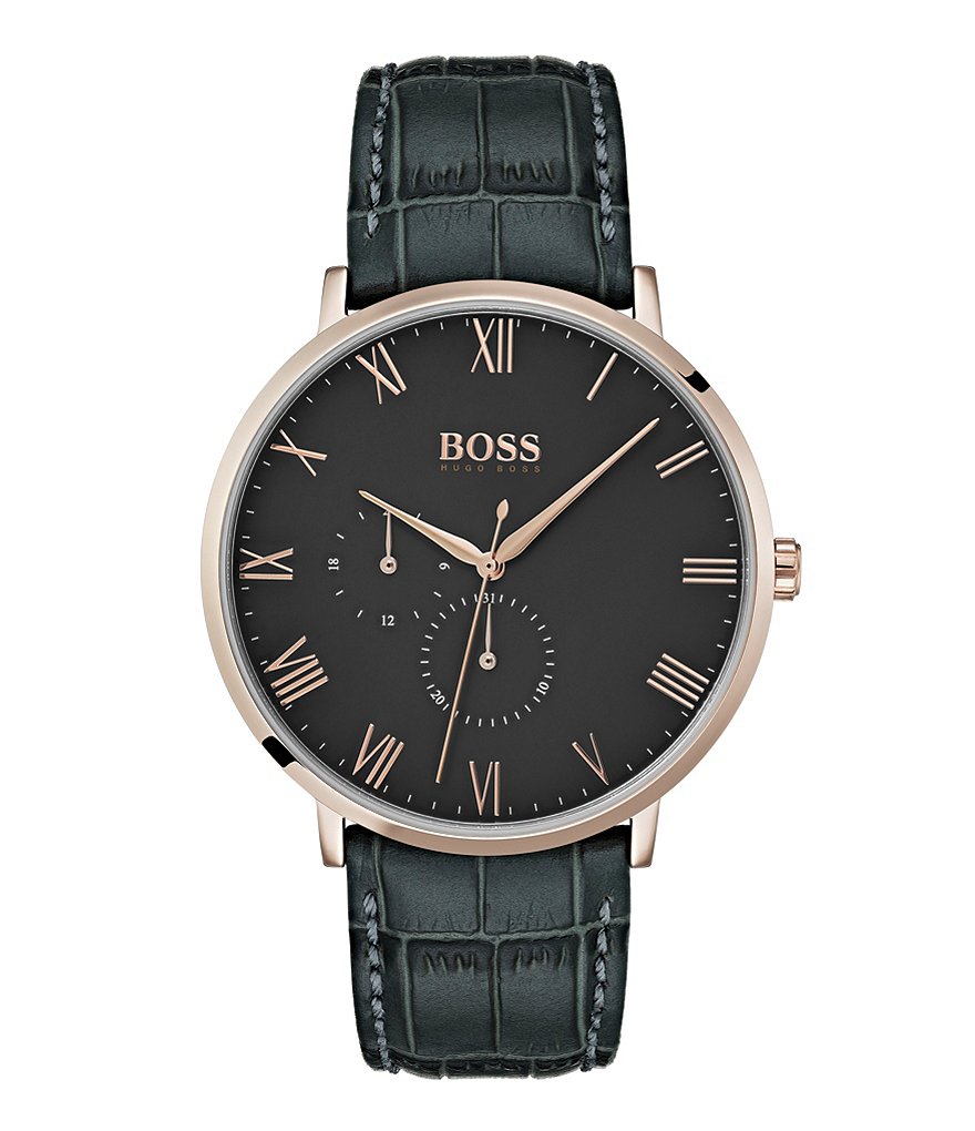 BOSS Hugo Boss William Grey Croc Leather Watch