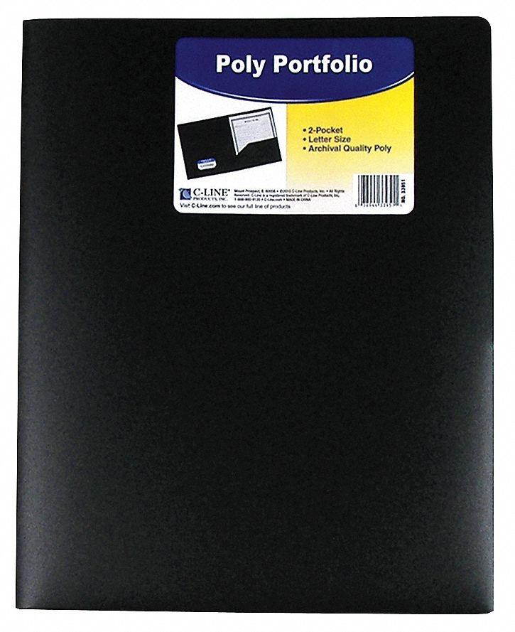 C-LINE PRODUCTS 33951 Portfolio 8-1/2 x 11", 2 Pocket, Black, Pk25