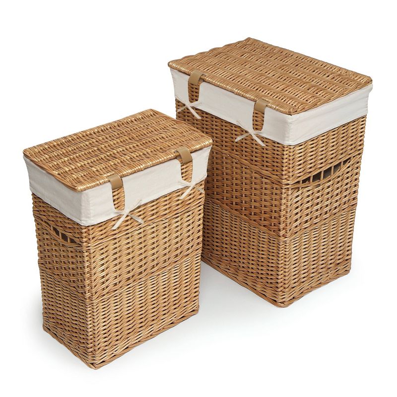 Badger Basket Set of 2 Hampers with Liners - Natural