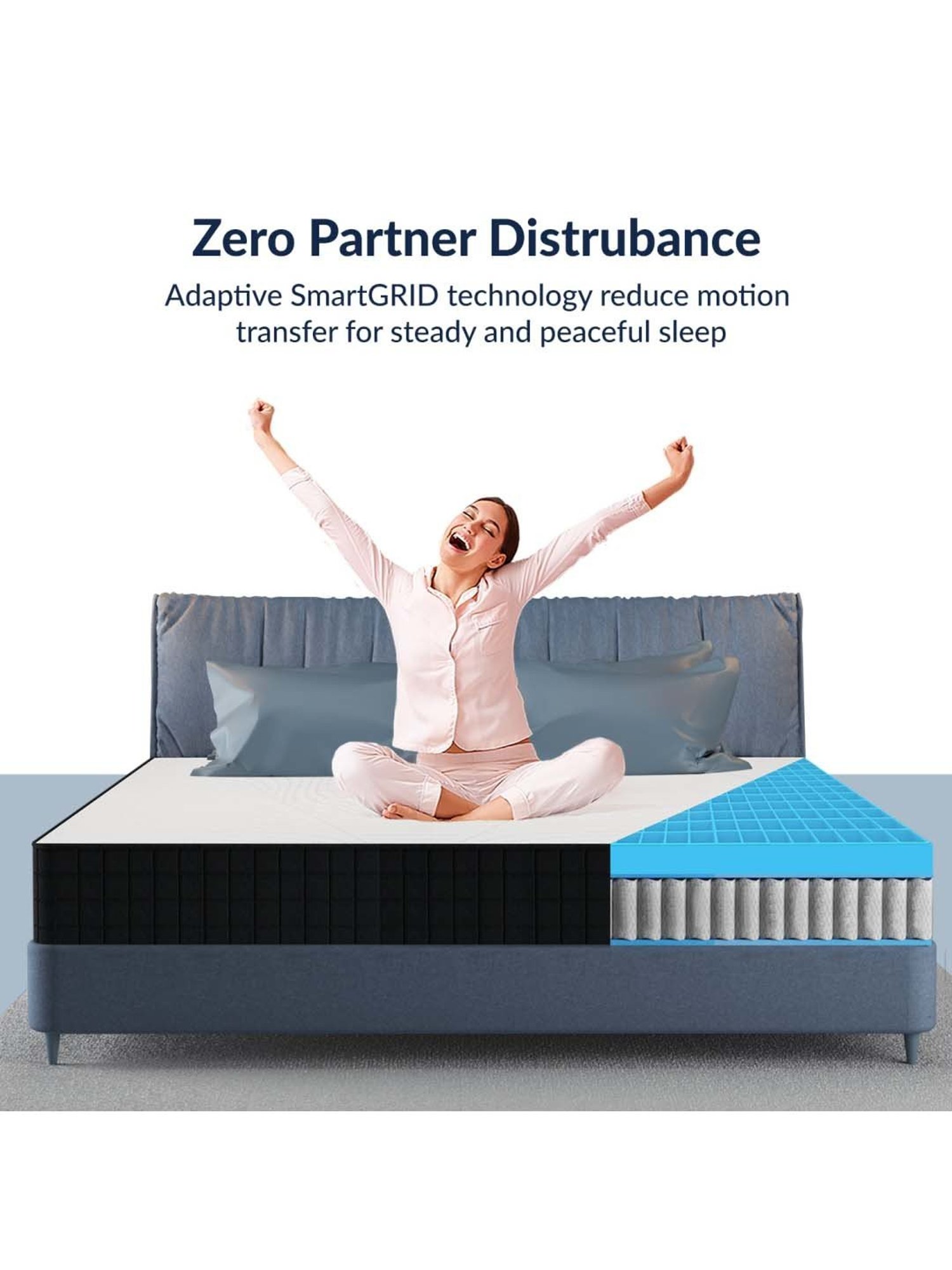 The Sleep Company SmartGRID White Viscose Luxe Hybrid Mattress - Single Size (75 in. L x 36 in.W)