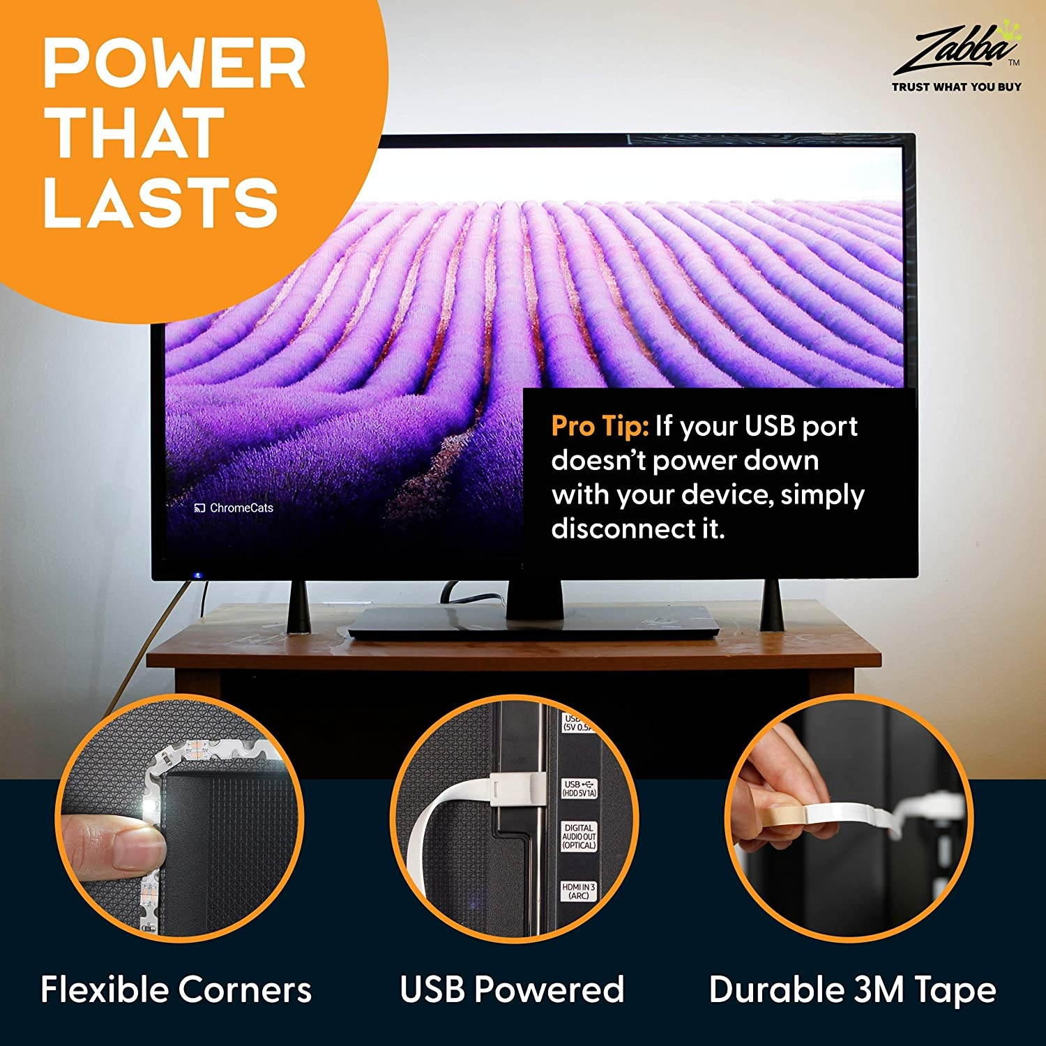 Luminoodle USB Bias Lighting - LED TV Backlight Strip - Ambient Home Theater Light TV Accent Lighting to Reduce Eye Strain Improve Contrast - White - Large (30 - 40 TV)