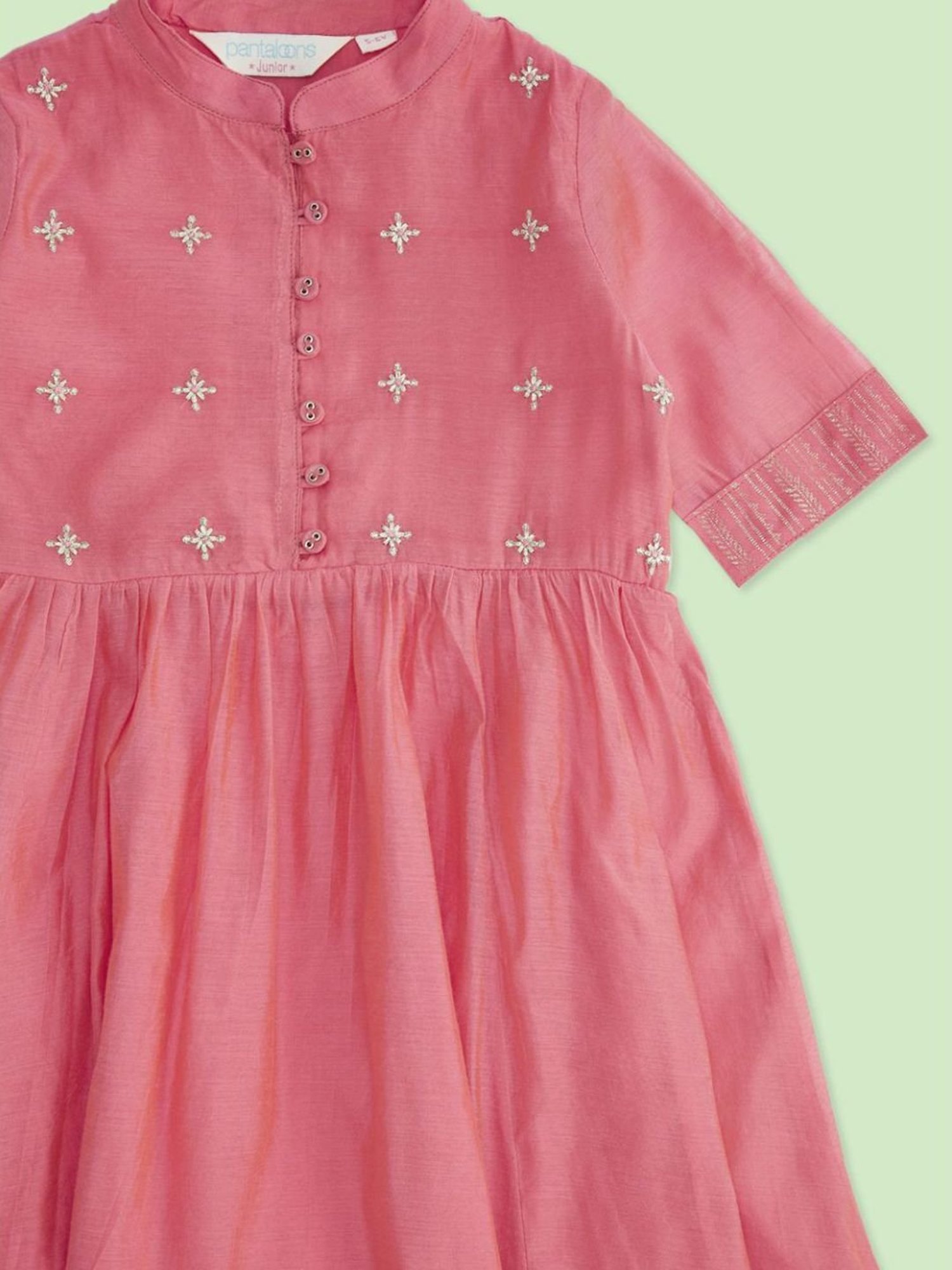 Akkriti by Pantaloons Kids Pink Embroidered Party Dress