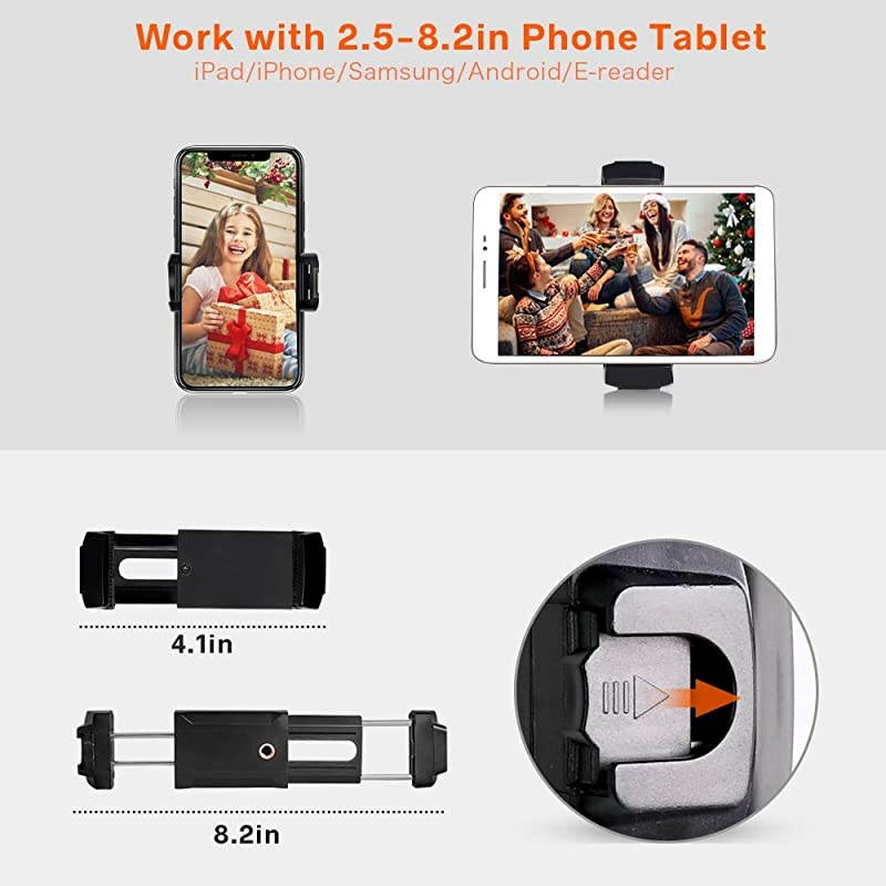 Phone Tripod  50 Extendable Lightweight Aluminum Tripod Stand with Universal Cell PhoneTablet Holder Remote Shutter Compatible with Smartphone amp Tablet amp Camera