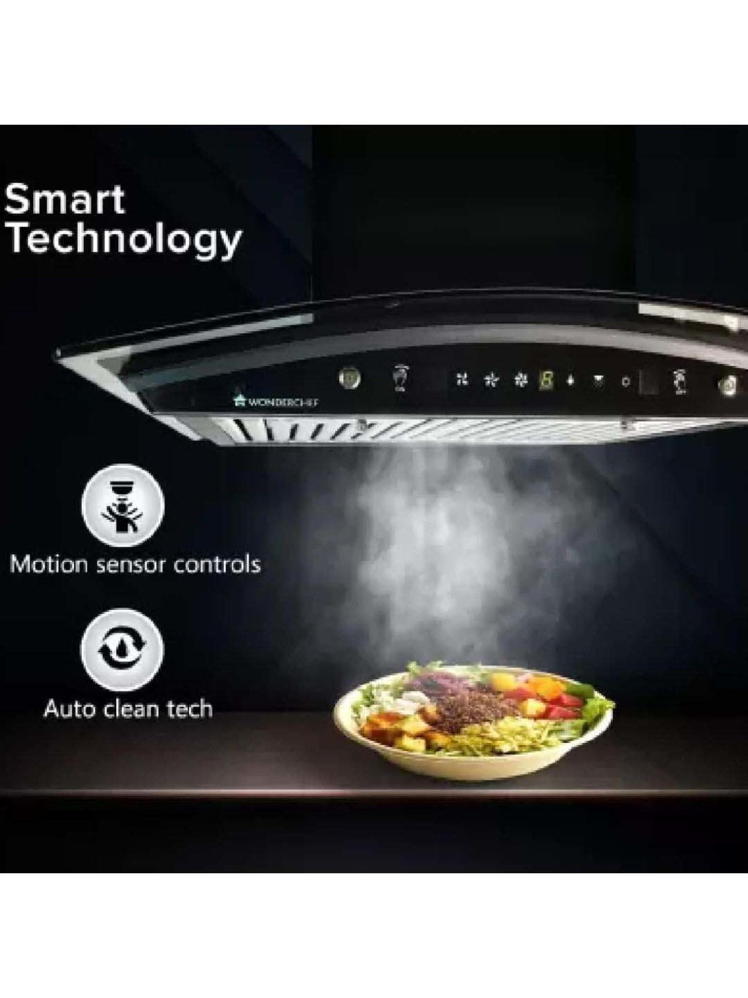 Glen CH6076AC75 1400CMH 75cm Wall Mounted Chimney (Black)