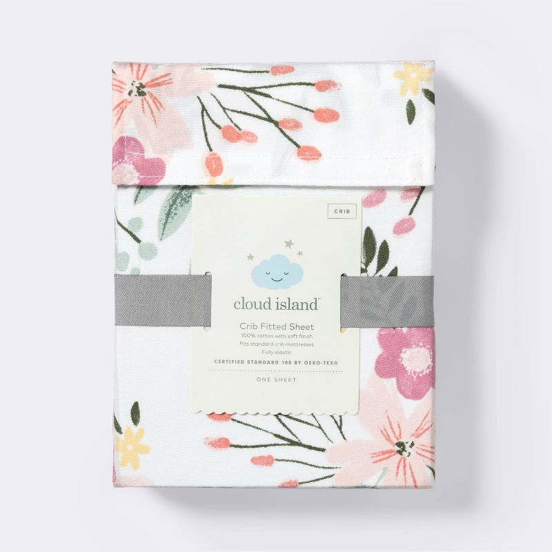 Fitted Crib Sheet Meadow - Cloud Island™ Green/Yellow/Pink