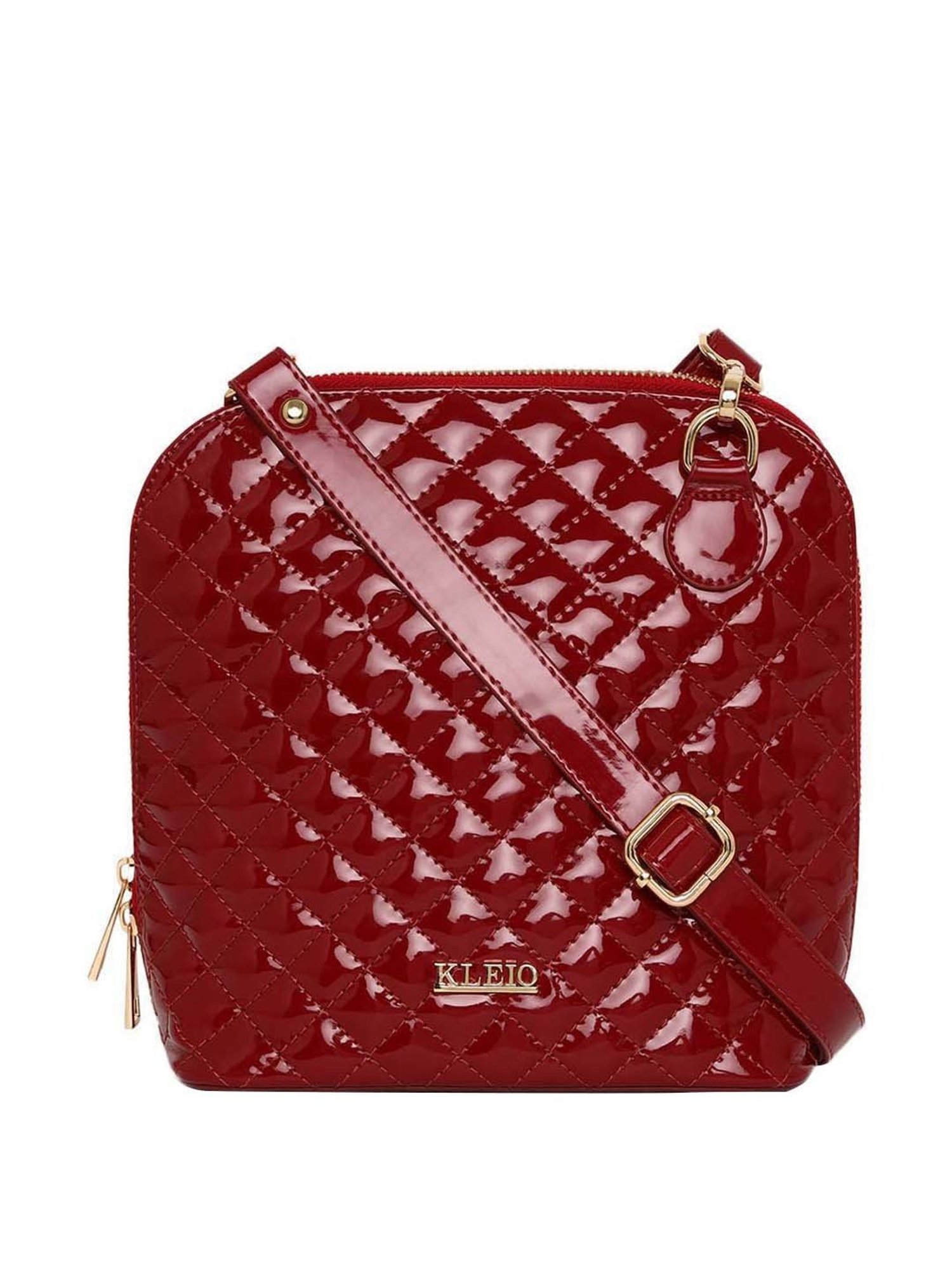 KLEIO Maroon Rivets Medium Sling Handbag