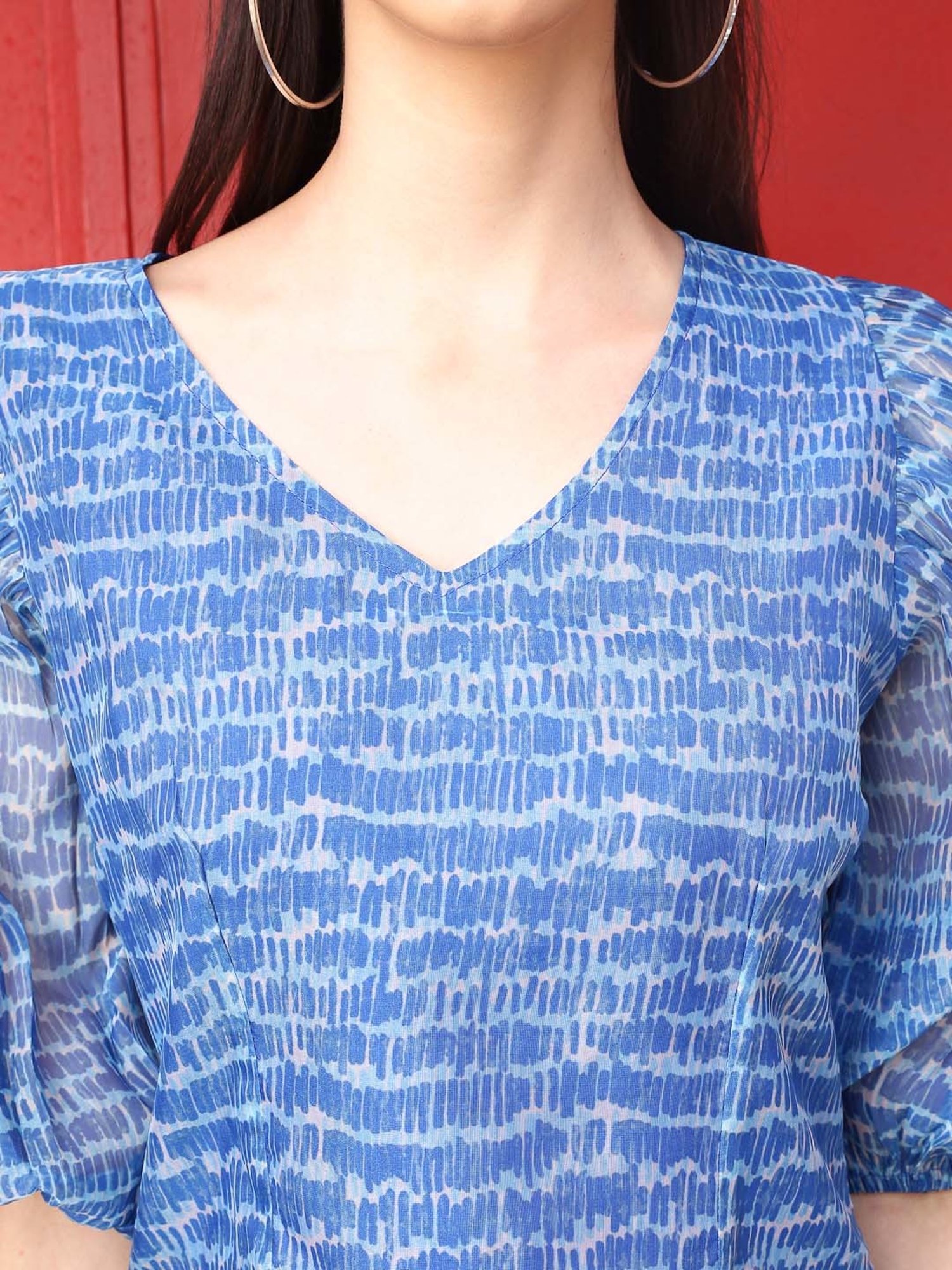 Sera Blue Printed Crop Top