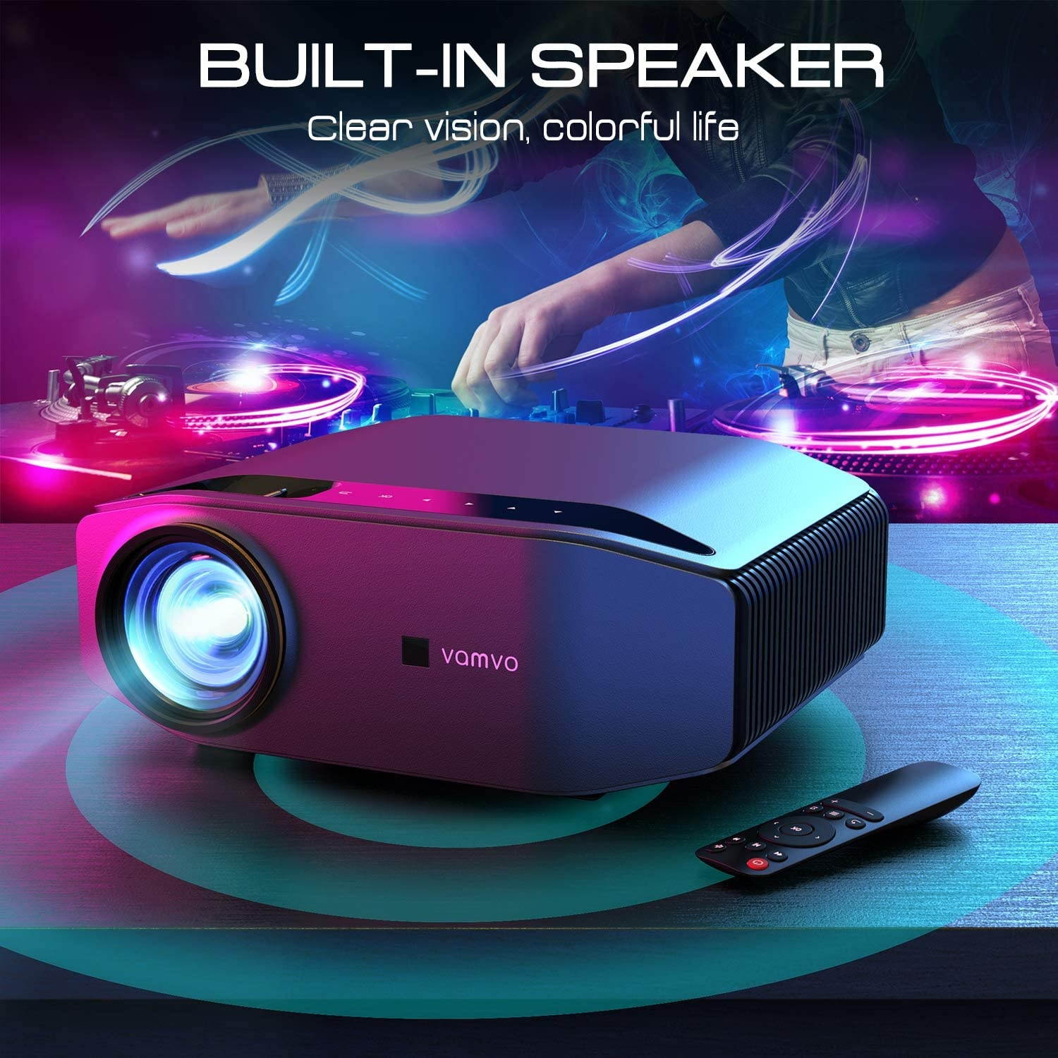 Projector for Outdoor Movies, vamvo L6200 1080P Full HD Video Projector with max 300&rdquo; Display, 5000Lux, Ideal for Outdoor, Home Theater, Compatible with Fire TV Stick, PS4, HDMI, VGA, AV and USB
