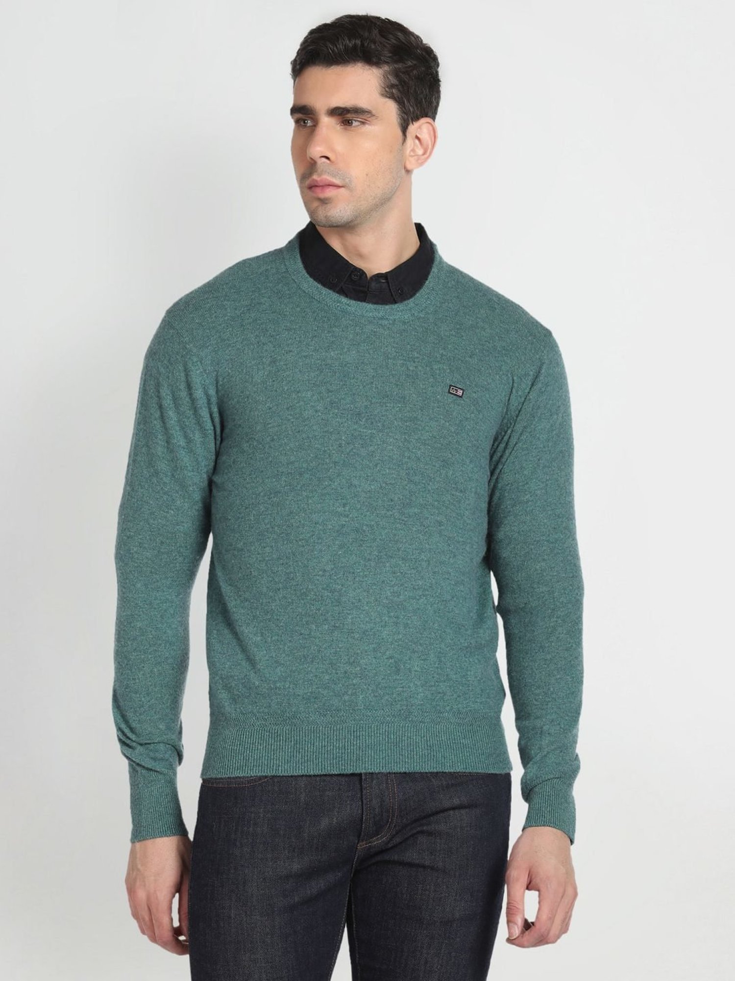 Arrow Sport Green Regular Fit Sweater