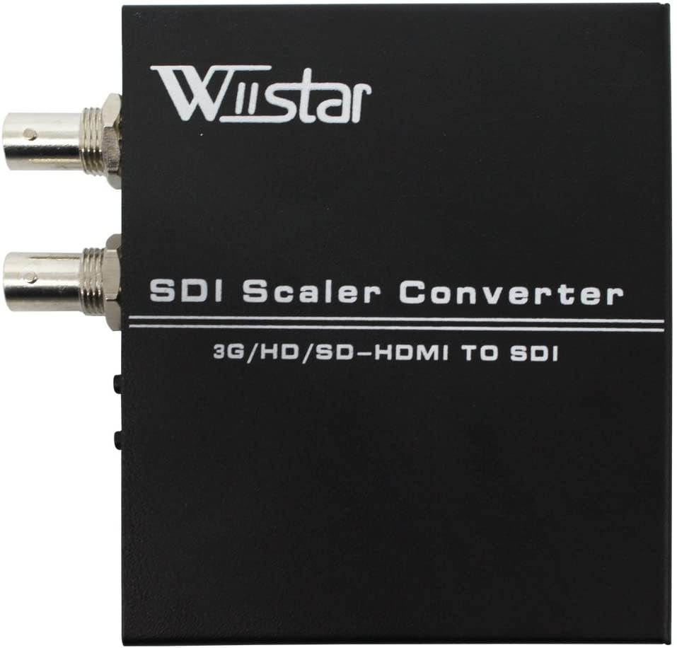 Wiistar HDMI to SDI Converter 3G HD SD-HDMI to SDI with Dual SDI Output Support Upscaler to 1080P for Monitors Home Theater