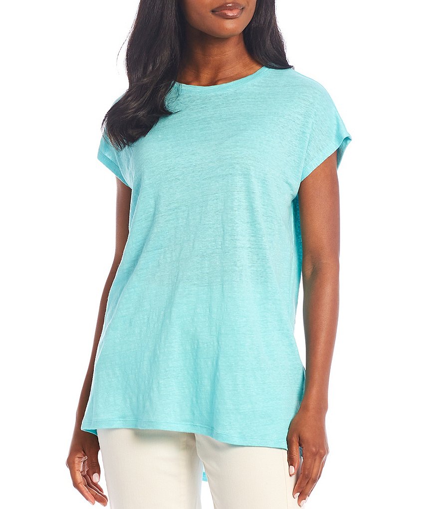 Calessa Floral Embroidered Round Neck Short Sleeve Tunic