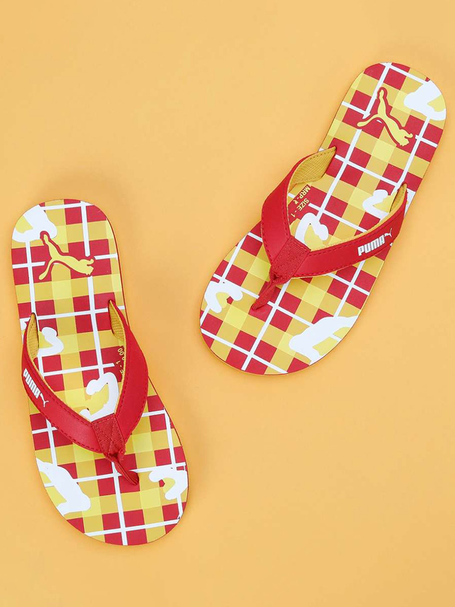 Puma Kids Bobble Red & Yellow Flip Flops