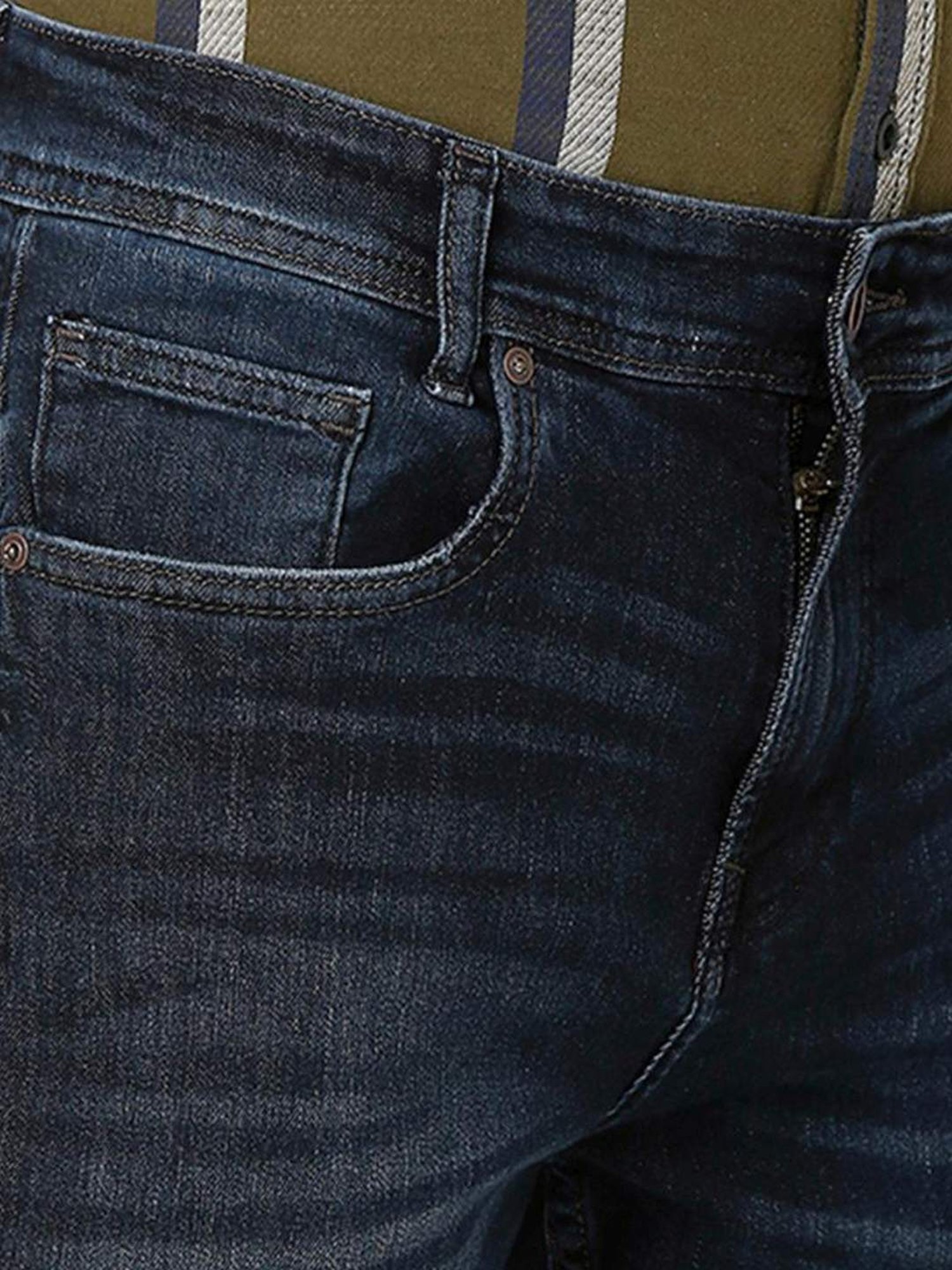 Mufti Dark Blue Cotton Regular Fit Jeans