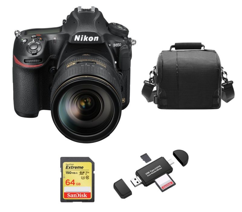 NIKON D850 KIT AF-S 24-120MM F4G ED VR + 64GB SD card + camera Bag + Memory Card Reader
