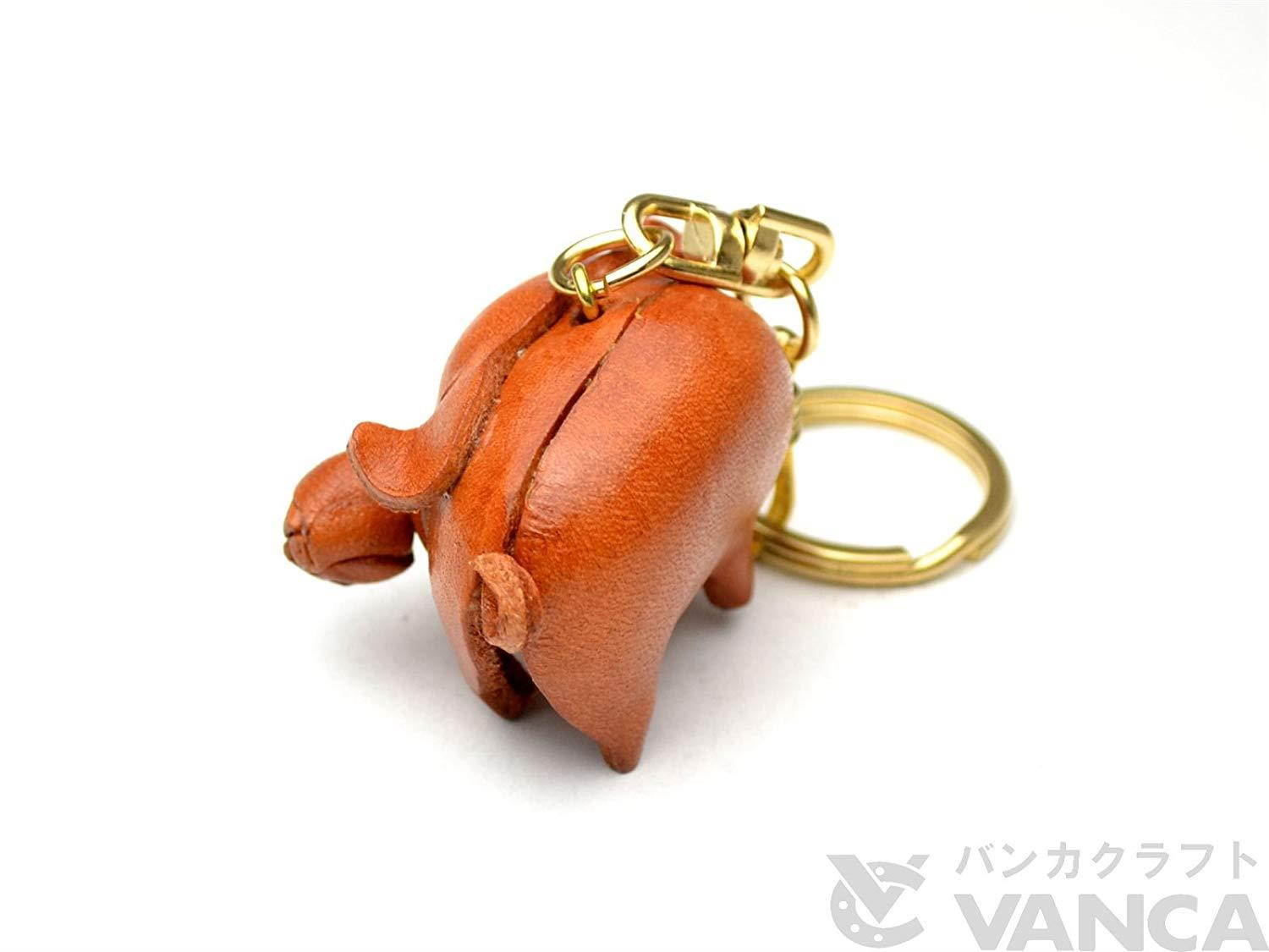 Pig Animal 3D Leather Keychain(L) VANCA CRAFT-Collectible Keyring Charm Pendant Made in Japan