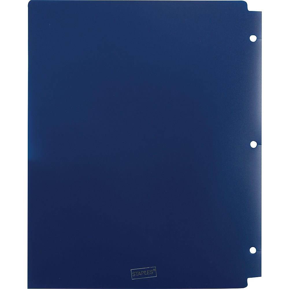 Staples 2 Pocket Folder Snap In 3 Hole Punched Navy 920313