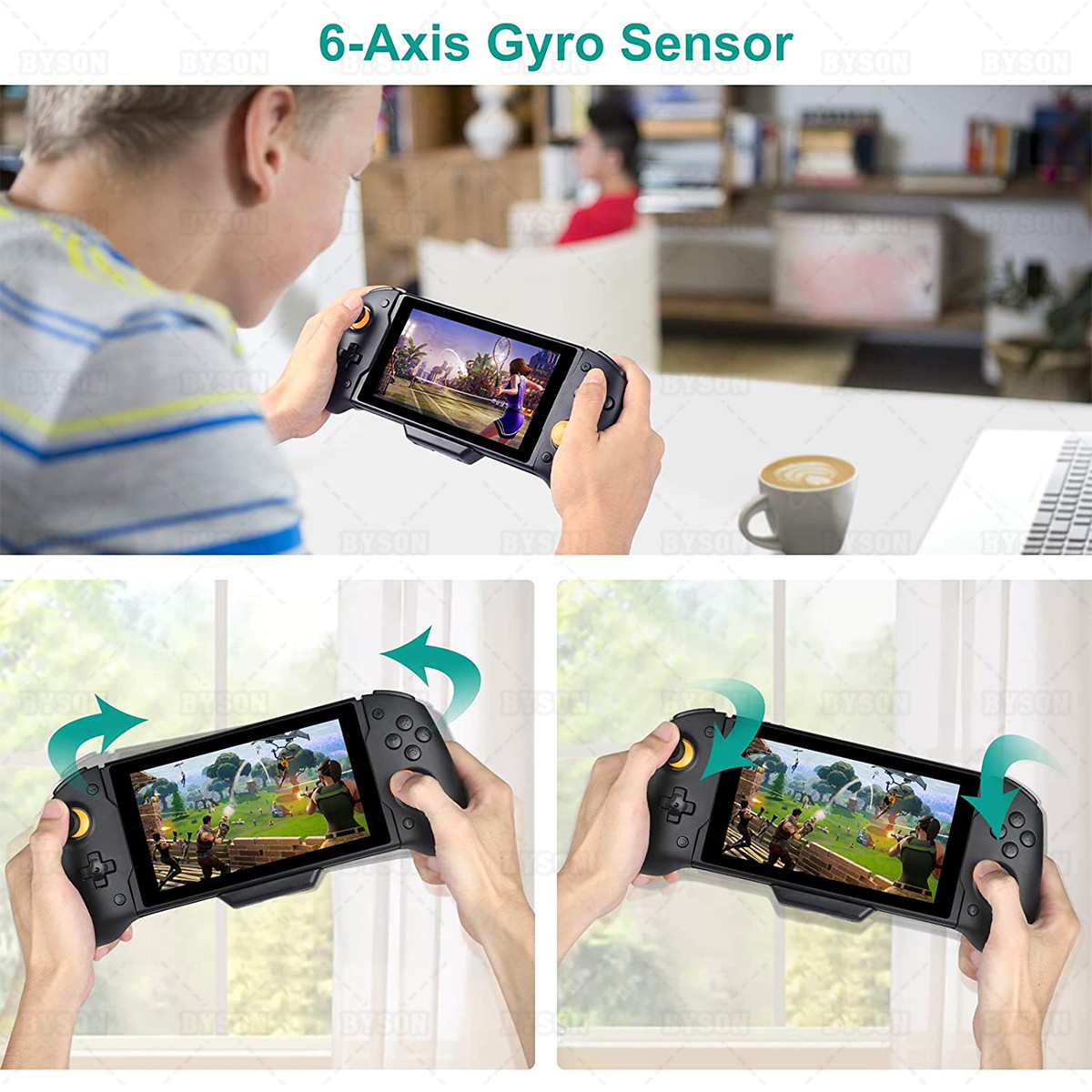 Ackmioxy Controller Compatible with Nintendo Switch, Switch Controller for Nintendo Switch Handheld Mode, Ergonomic Grips and Joypad Pro, Supports Motion Control and Dual Motor Vibration