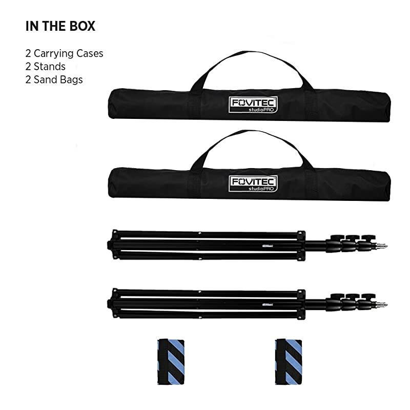 1x 98quot Photography amp Video Light Stand Kit for Lights Reflectors ModifiersCollapsibleSpring CushionedErgonomic KnobsBags amp Sandbags Included