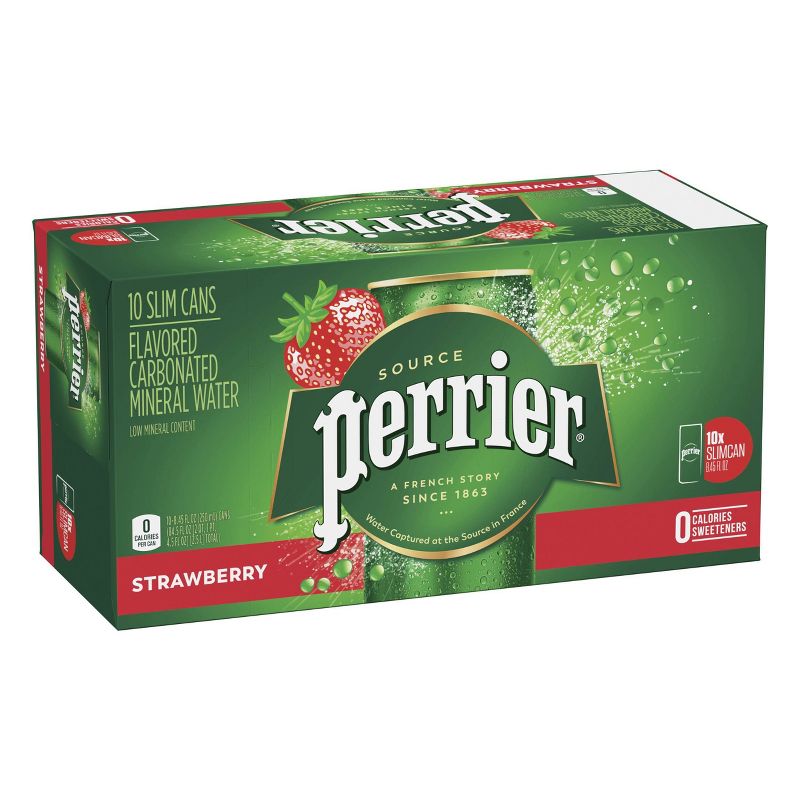 Perrier Strawberry Flavored Carbonated Mineral Water - 10pk/8.45 fl oz Cans