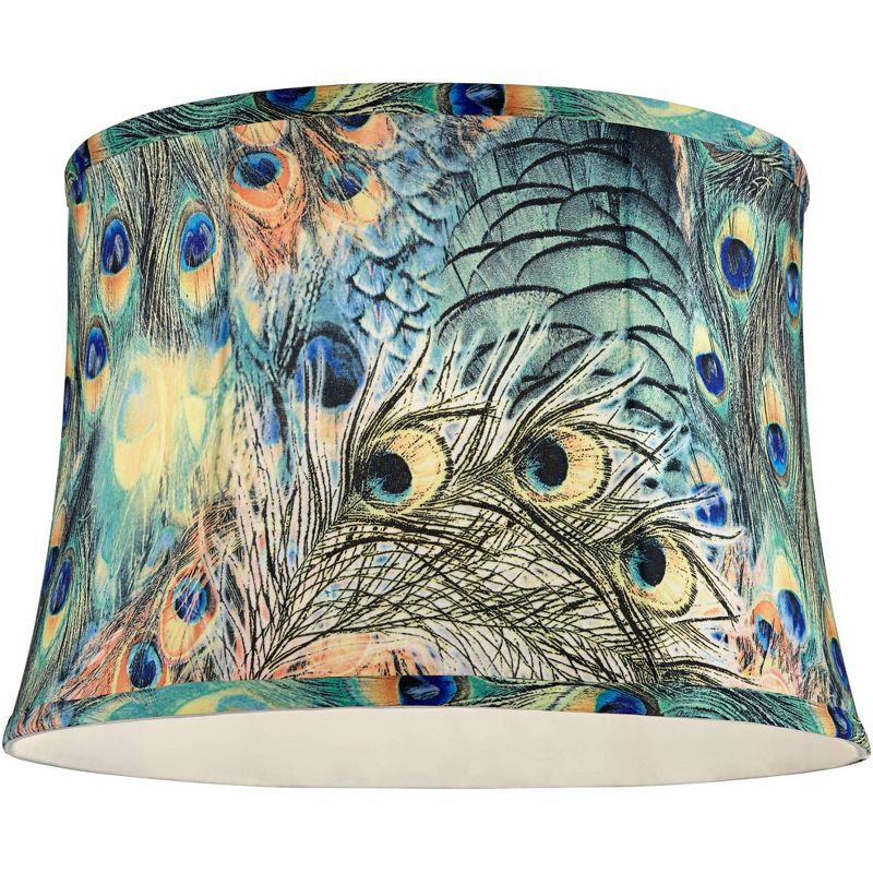 Springcrest Off-White White Drum Lamp Shade Modern Silver Circles 15x16x11 - Spider