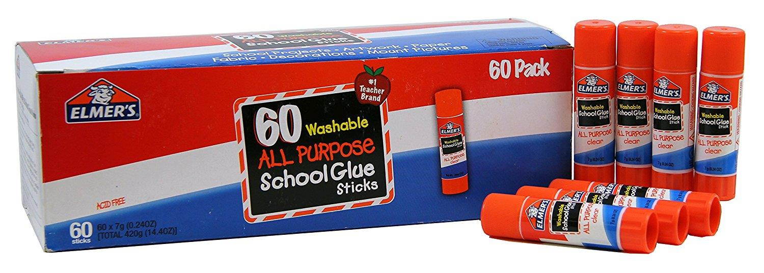 Elmer's All Purpose School Glue Sticks, Washable, 60 Pack, 0.24ounce sticks