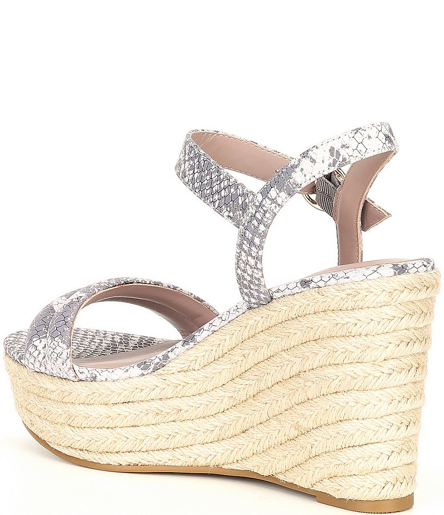 Deltan Everly Snake Print Leather Espadrille Wedges