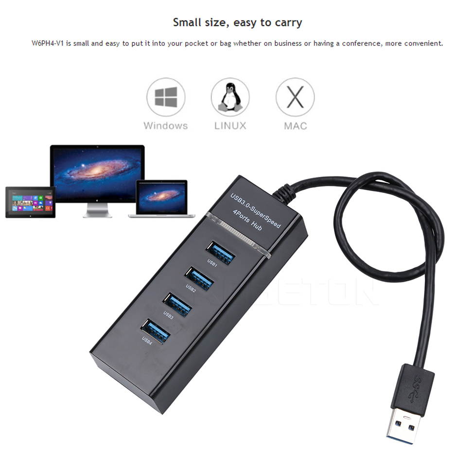 High Speed 4 Ports USB 3.0 Hub USB Splitter Portable USB Port USB HUB for Apple Macbook Air Laptop PC Tablet High Speed